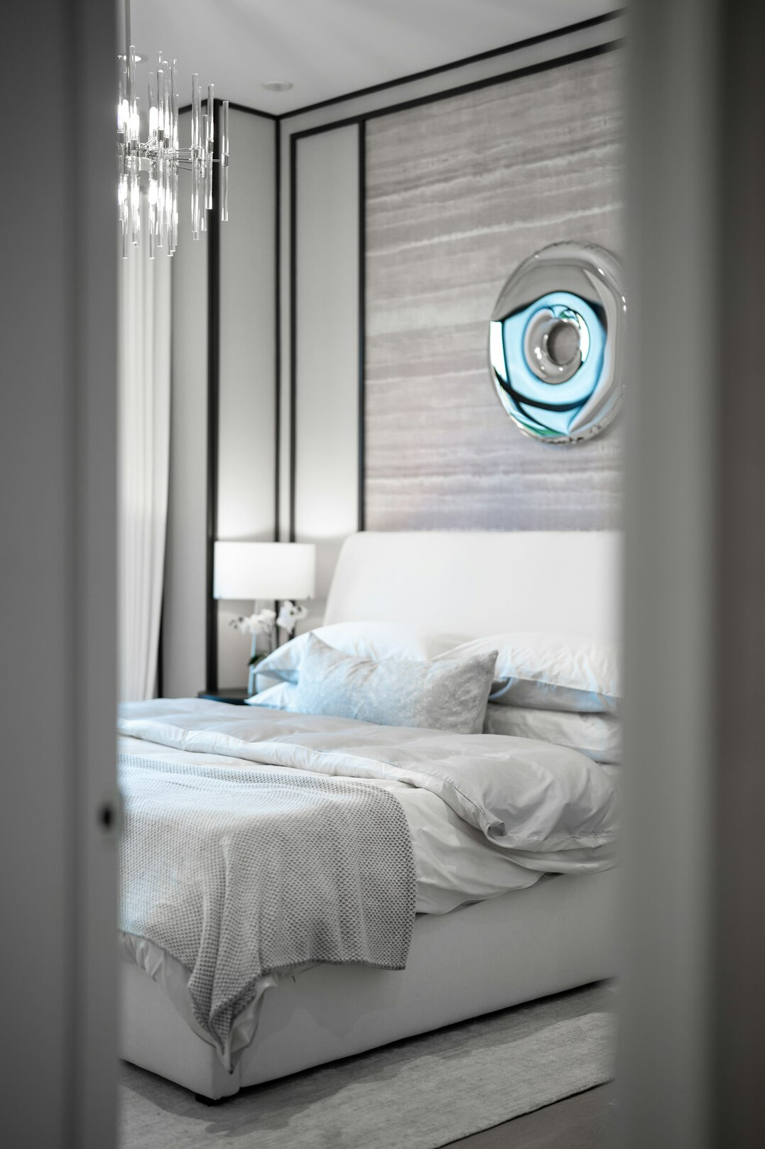 luxury bedroom with elegant bedding