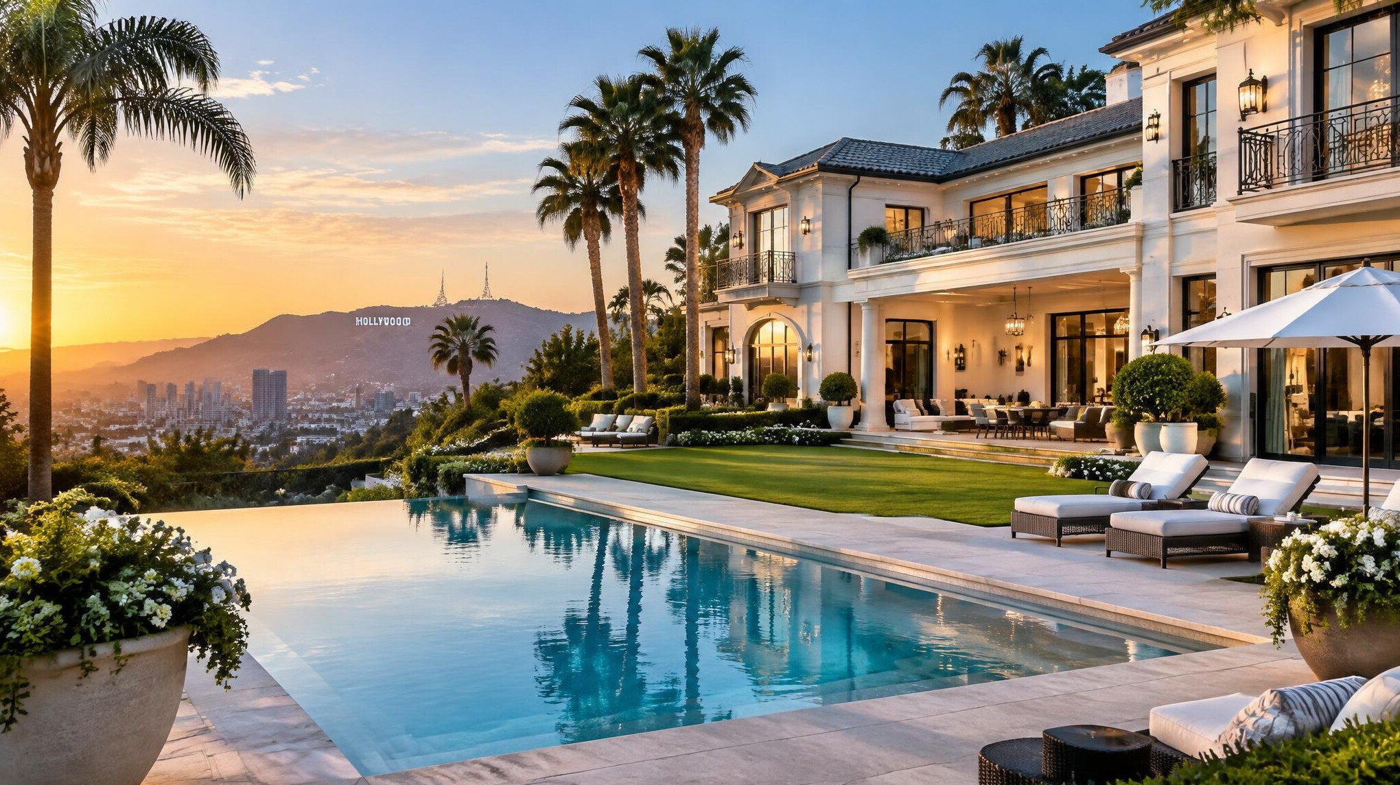 luxury hollywood mansion exterior